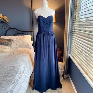 NWT Signature by Alfred Angelo Midnight Blue Sweetheart Bodice Maxi Evening Gown